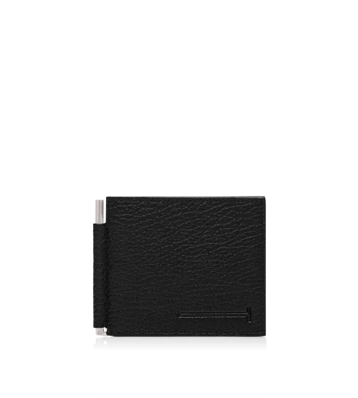 PRINTED DEER LEATHER ELONGATED T LINE MONEY CLIP WALLET BLACK online